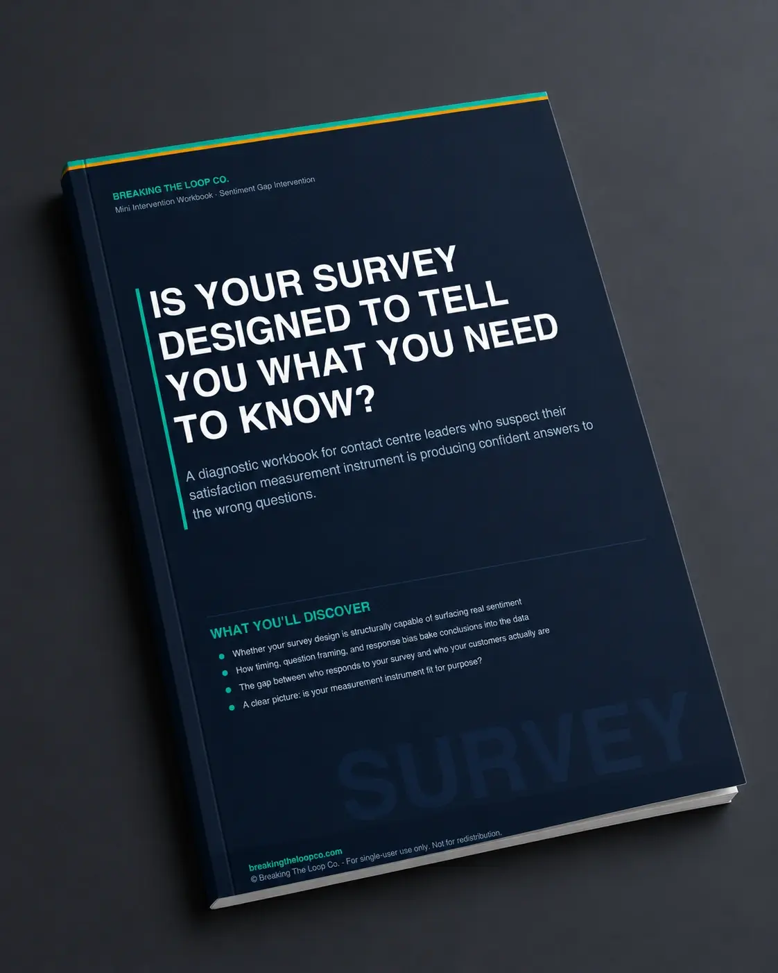 QA CSAT paradox diagnostic survey design guide book.