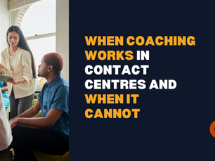 When Coaching Works In Contact Centres And When It Cannot — showing a team leader conducting a coaching session with agents in a contact centre environment.