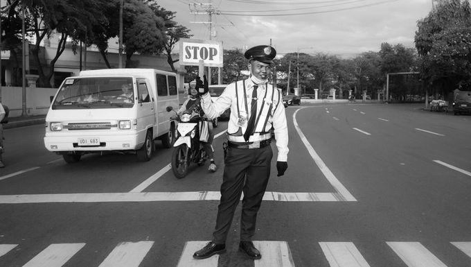 The traffic policeman who was going the wrong way to stop traffic