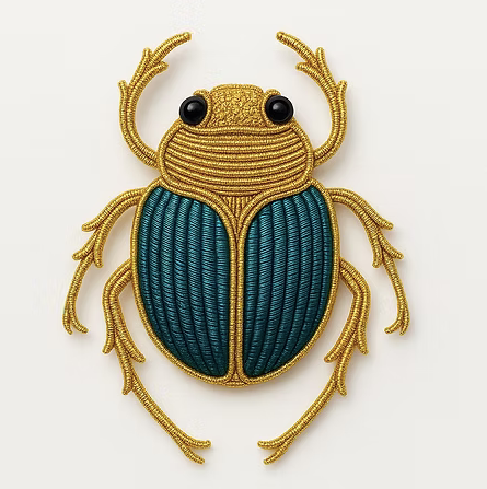 Broche, broderie en or