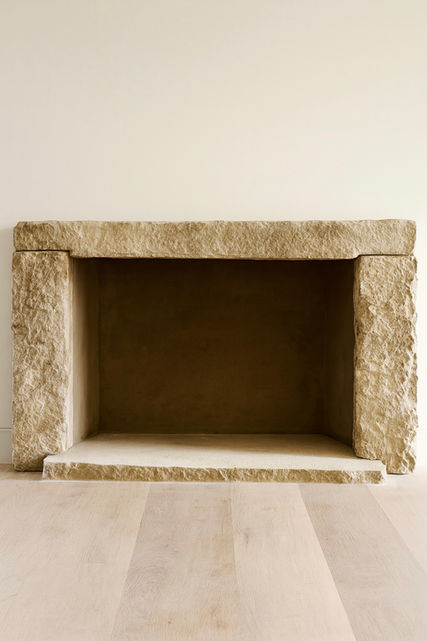 wabi sabi style fireplace designed by Ryan Saghian