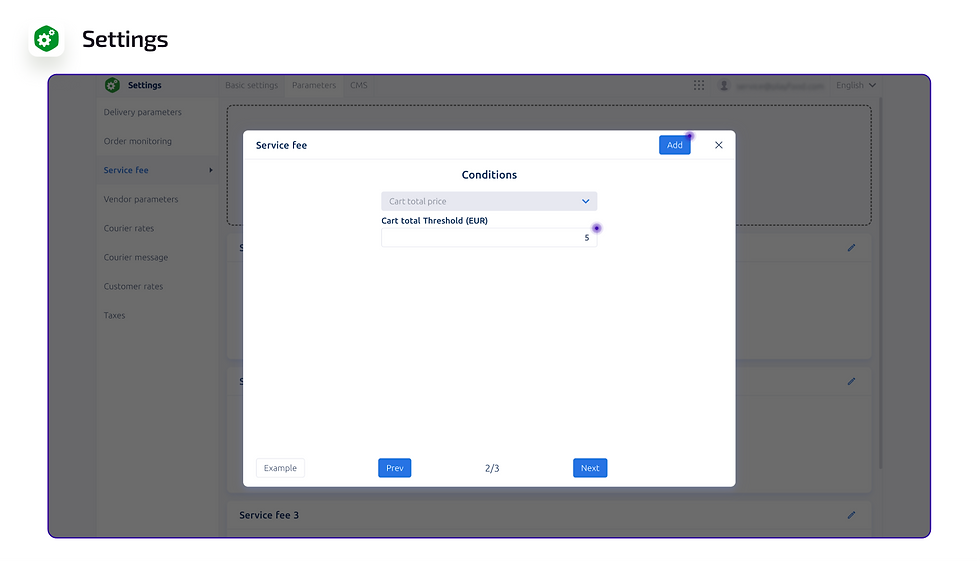 Configurable Small Order Fee at Playfood food delivery software solution
