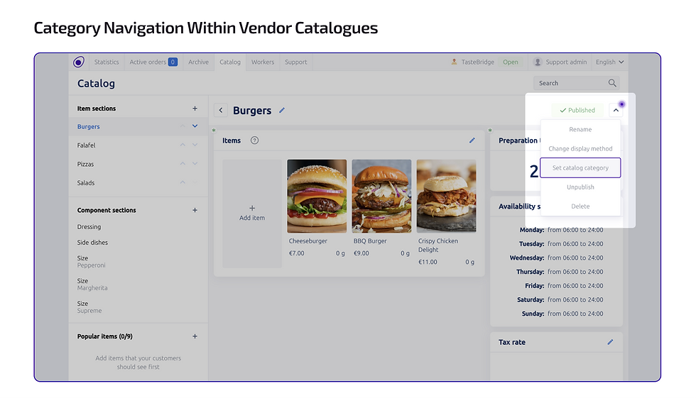 Category Navigation Within Vendor Catalogues