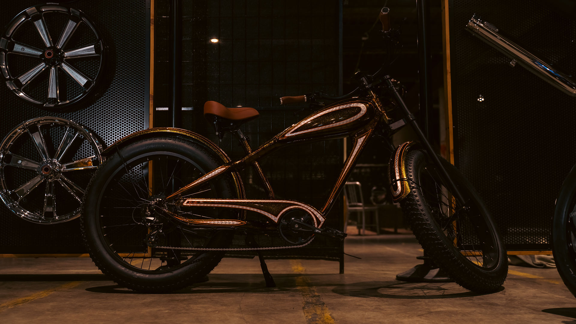 Cinematic photo of BMW motorcycle at Handbuilt Motorcycle Show