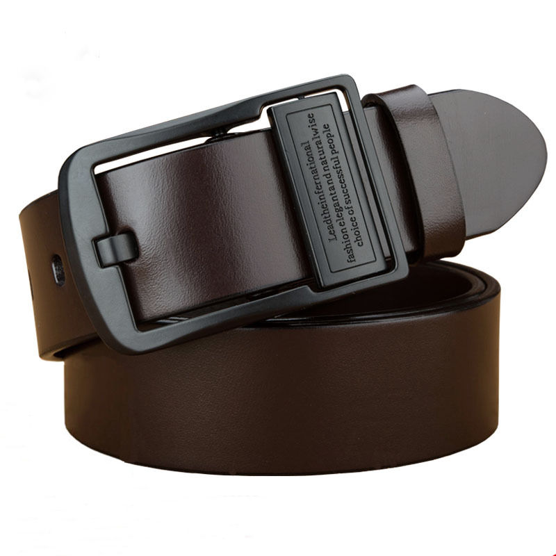 Thumbnail: Men's leather belt, black buckle, new style, fashionable, trendy, light luxury, 