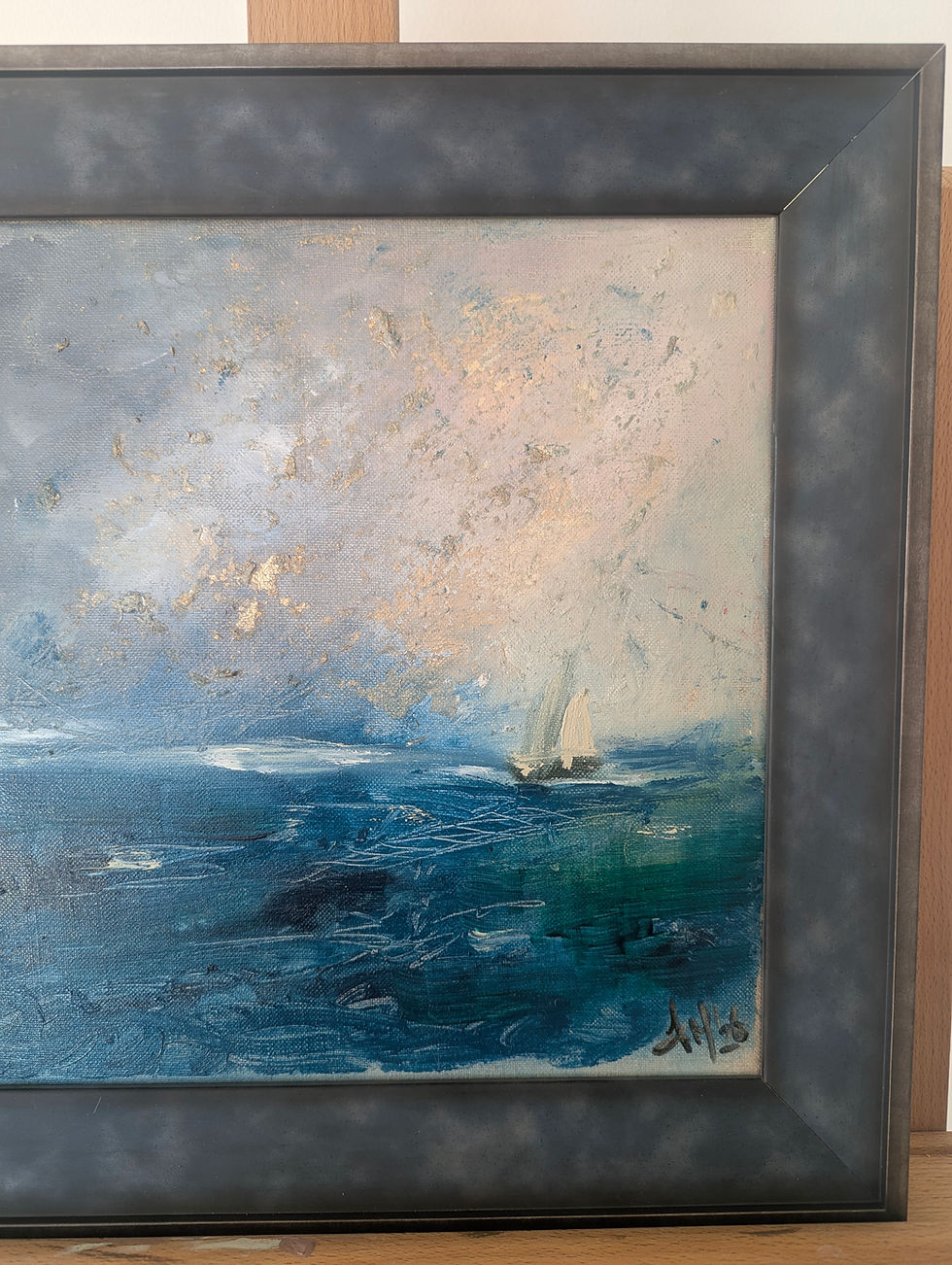 Thumbnail: Sail Away - Oil & Gold Leaf on Linen (38x38cm)