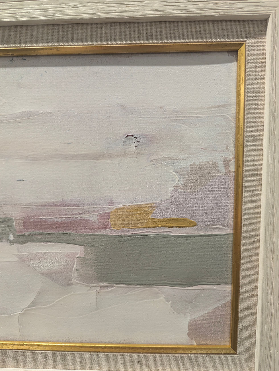 Thumbnail: Landscape in White 1 - Framed Natural Paint on Linen (42x36)