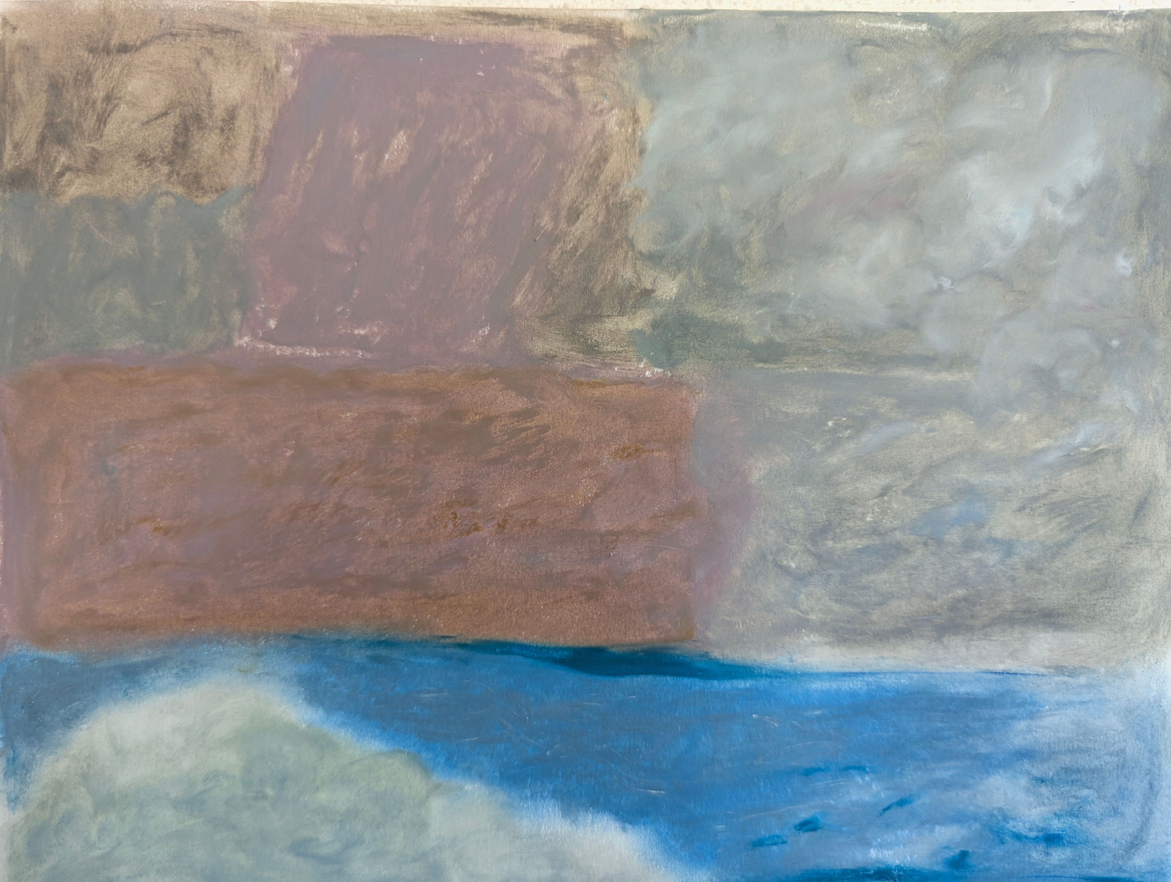 Yellow Grey Harbour Wall - Oil pastel and pigment on paper (24 x 32cm)