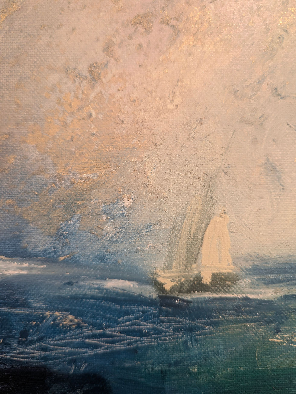 Thumbnail: Sail Away - Oil & Gold Leaf on Linen (38x38cm)
