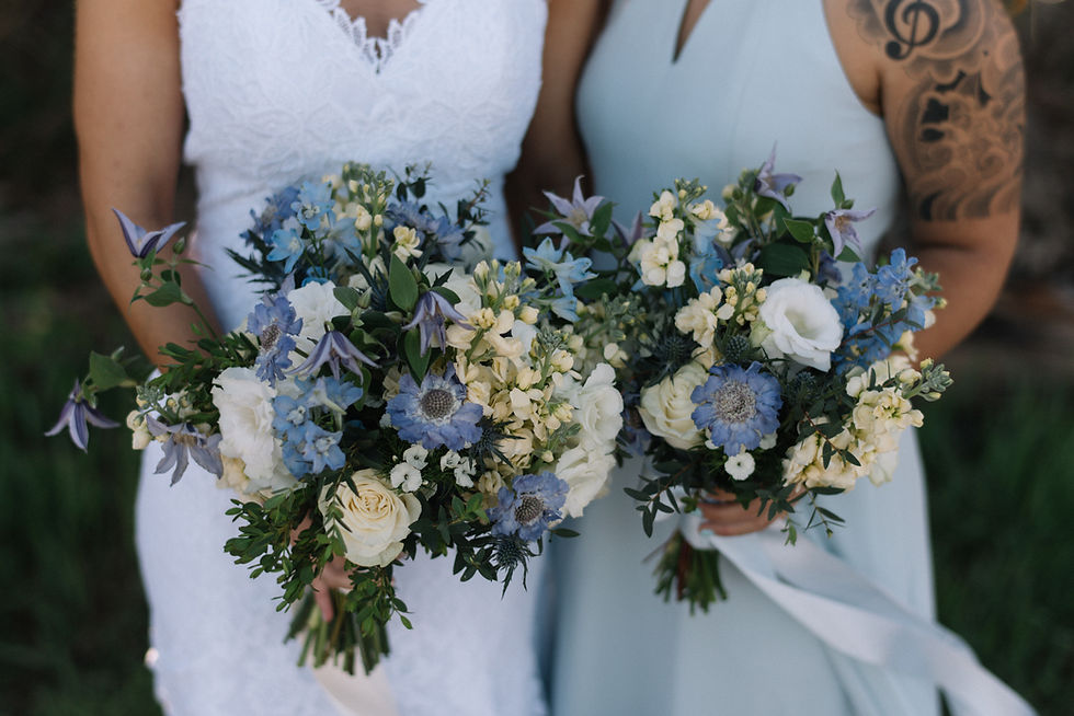 Blue wildflower bouquets, blue and white bouquet, wild flowers for a wedding