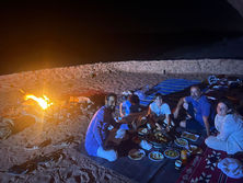 Bedouin cave with traditional fire and food