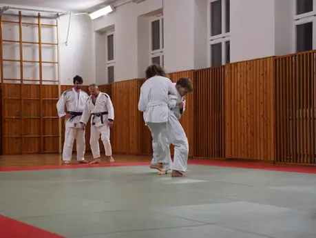 Judoka die kämpfen in einer Judo Halle in Wien Hernals