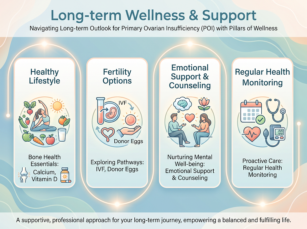Safety guidelines and lifestyle strategies for maintaining long-term wellness with POI.