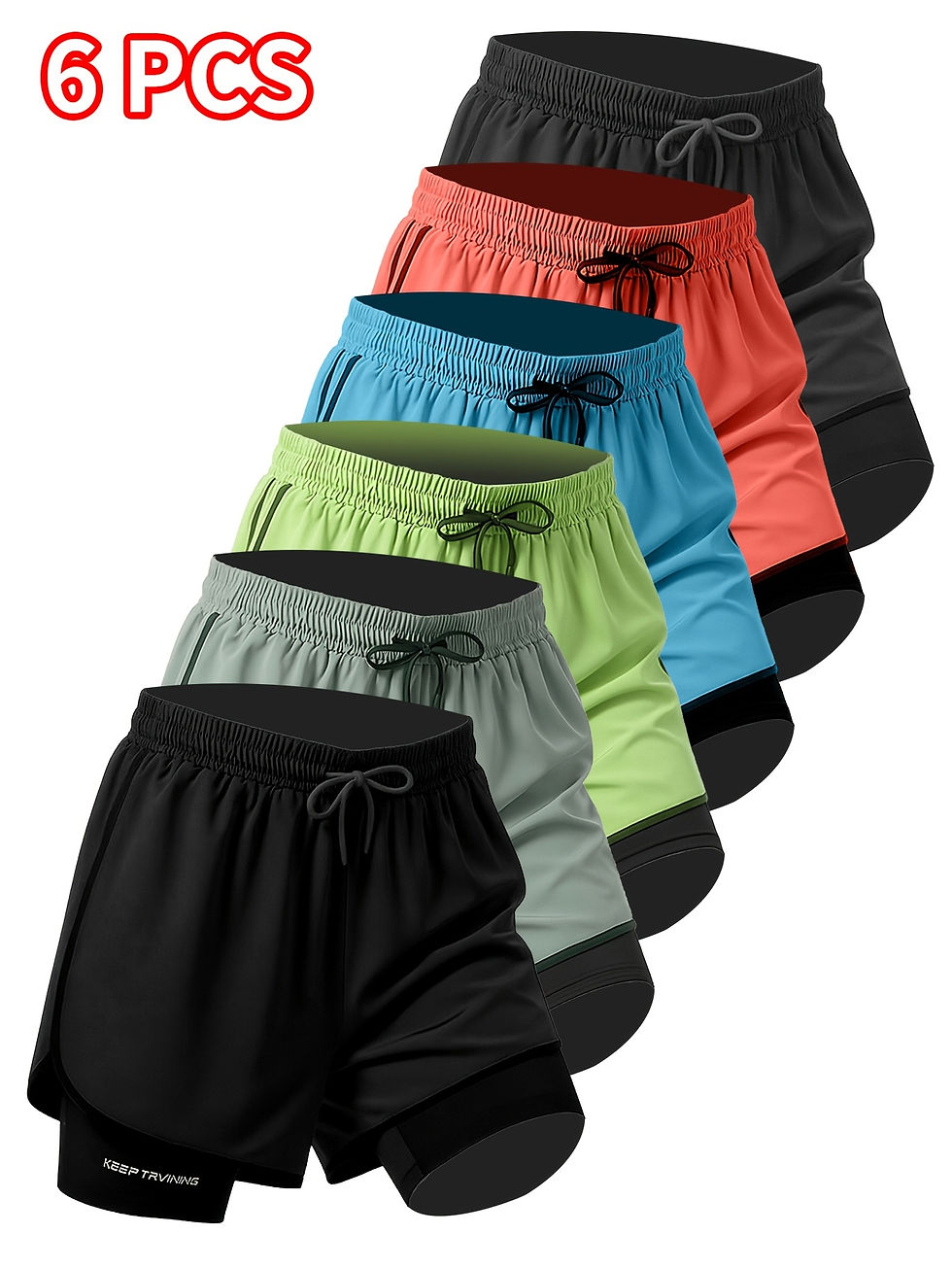 Thumbnail: 6pcs set of colorful shorts for men, summer shorts for running, leisure