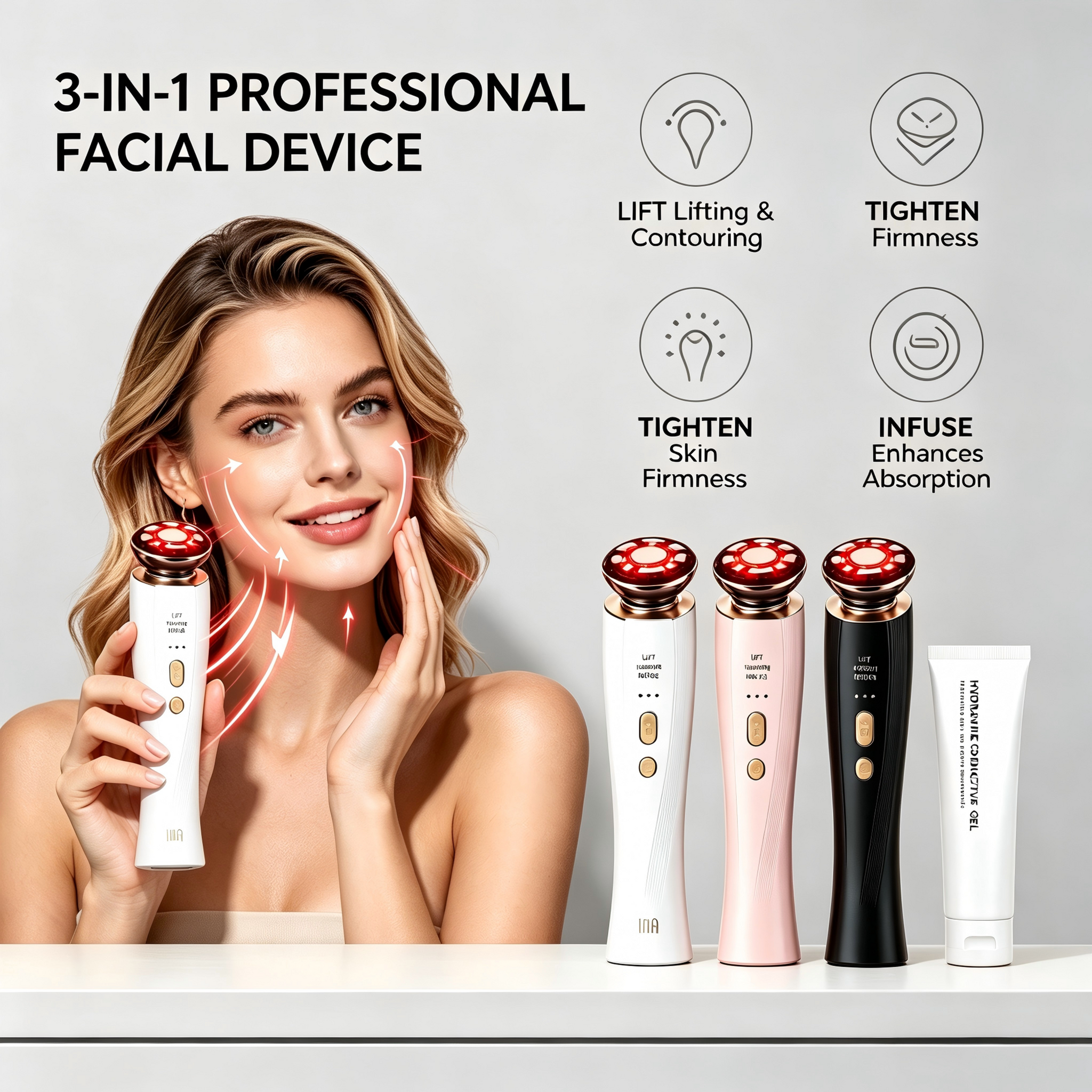 3-in-1 Red Light Facial Massage Device