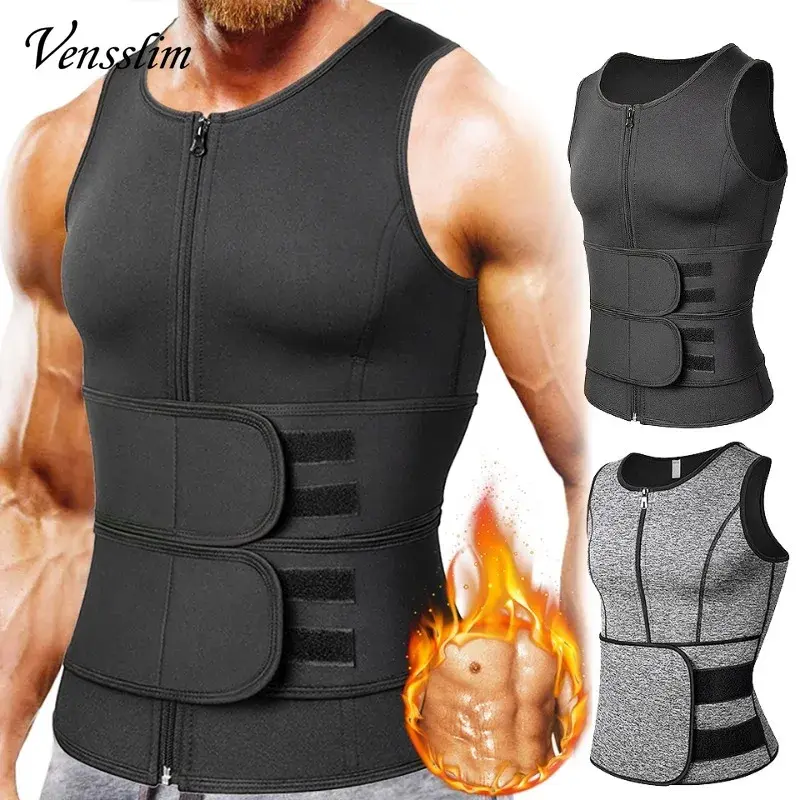 Vensslim Men Body Shaper Waist Trainer Vest Slimming Shirt Sauna Sweat