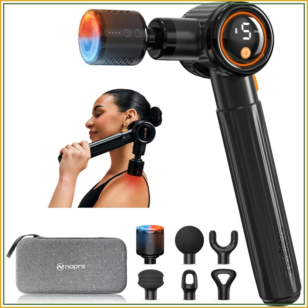 Hot & Cold Massage Gun with Long Handle, 6 Heads