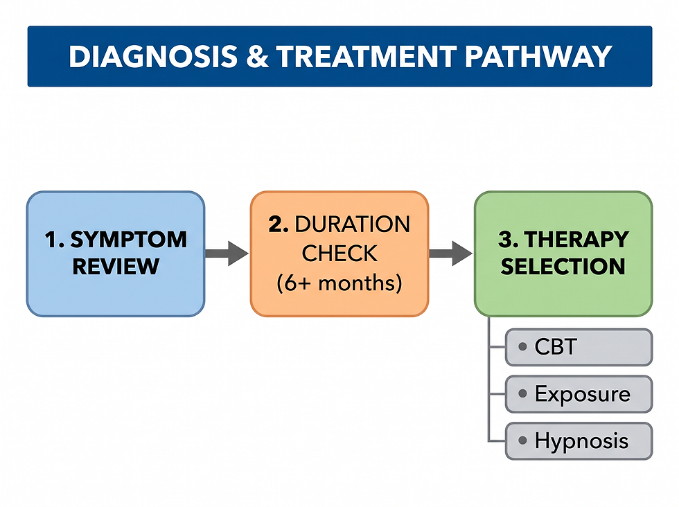 Clinical pathway for ranidaphobia from symptom identification and diagnosis to therapy
