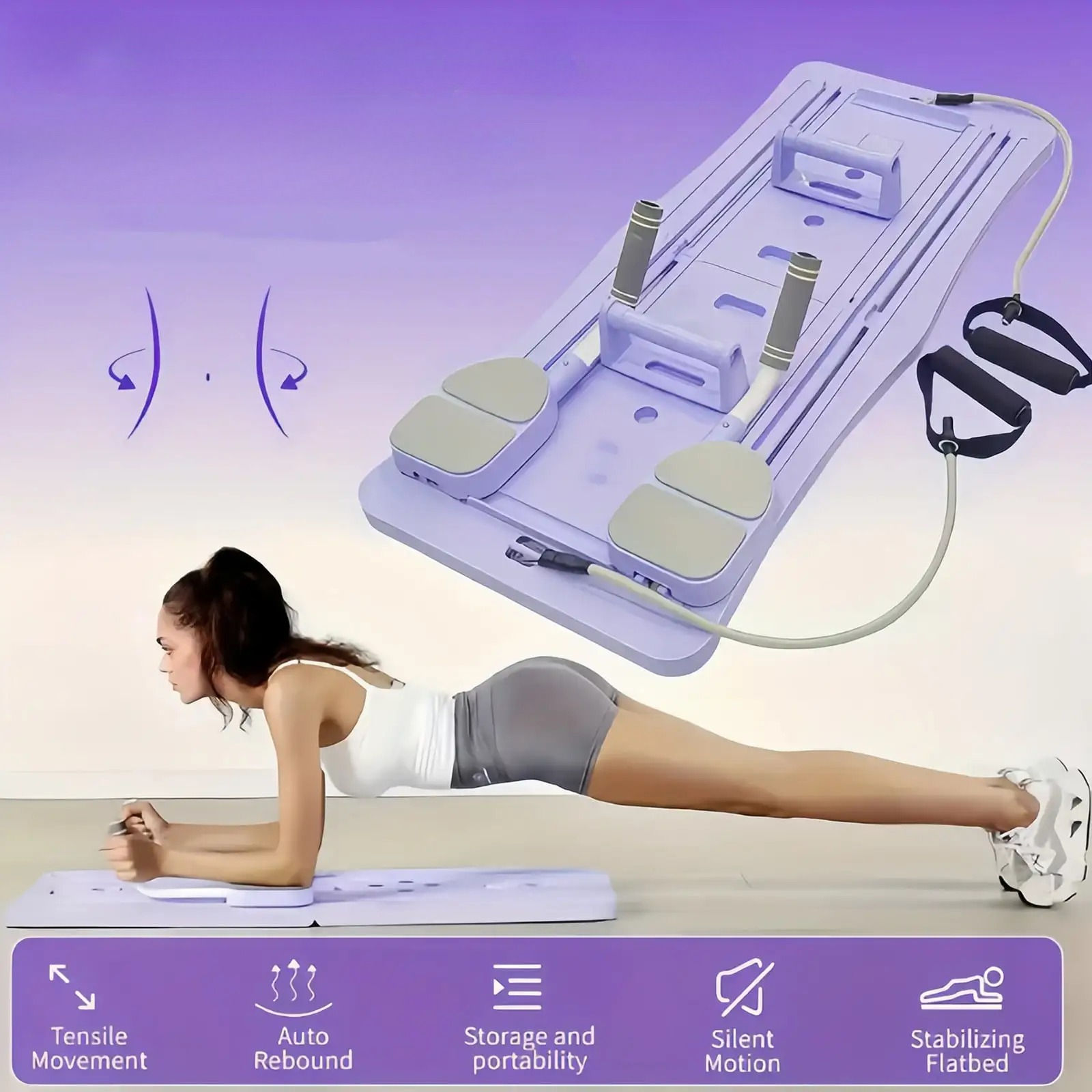 Foldable Pilates Reformer Board with Counter