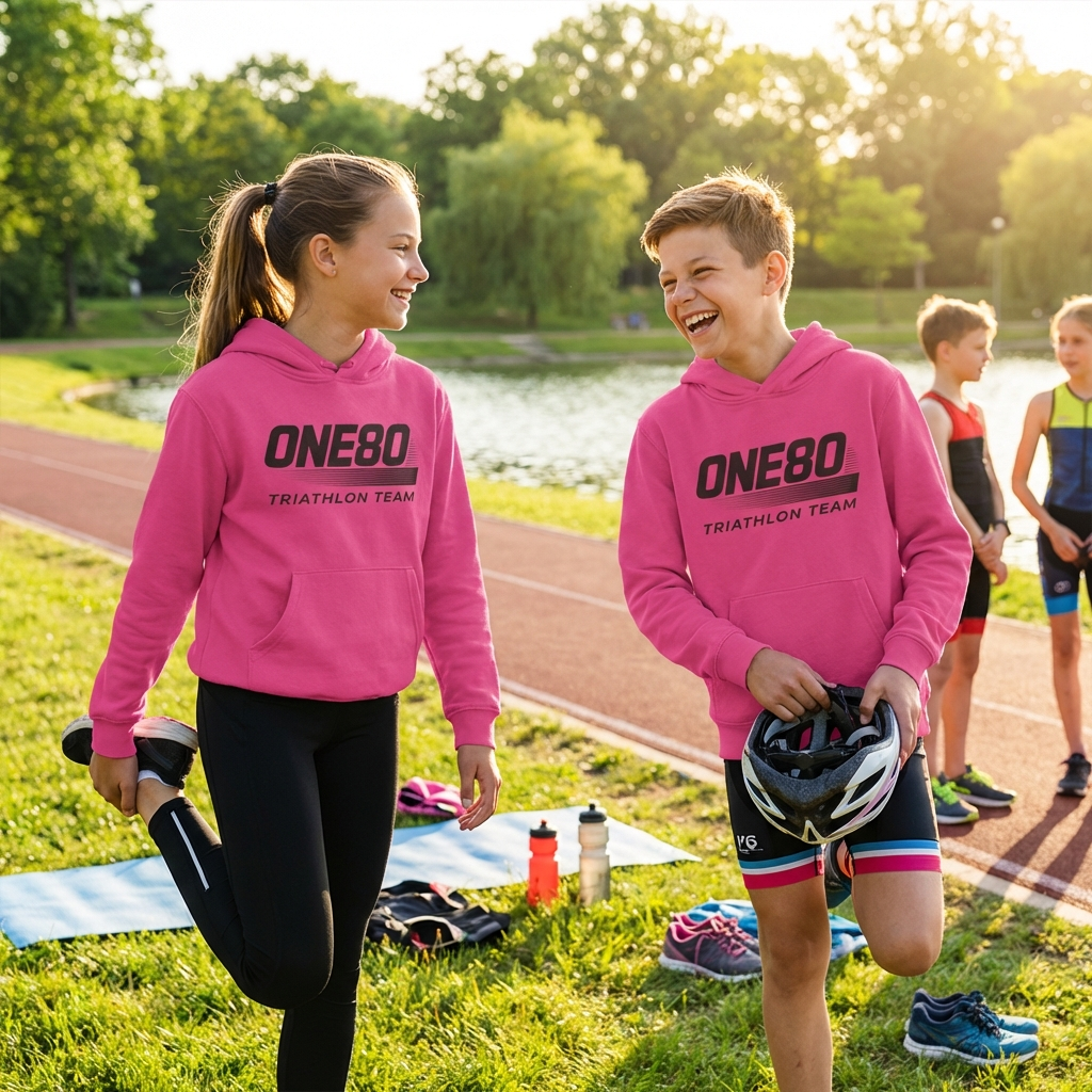 ONE80 Triathlon Team Youth Pink Hoodie