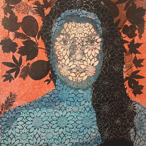 Rahma Naili, «Métamorphose 2 », Paris 2019, techniques mixtes sur toile, 50*43cm.