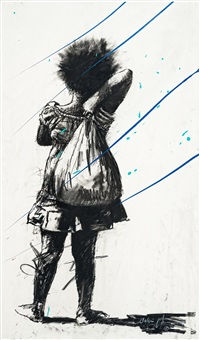 © Nelson Makamo, Girl, charcoal and acrylic on paper, 138,5x83,5cm, 2010