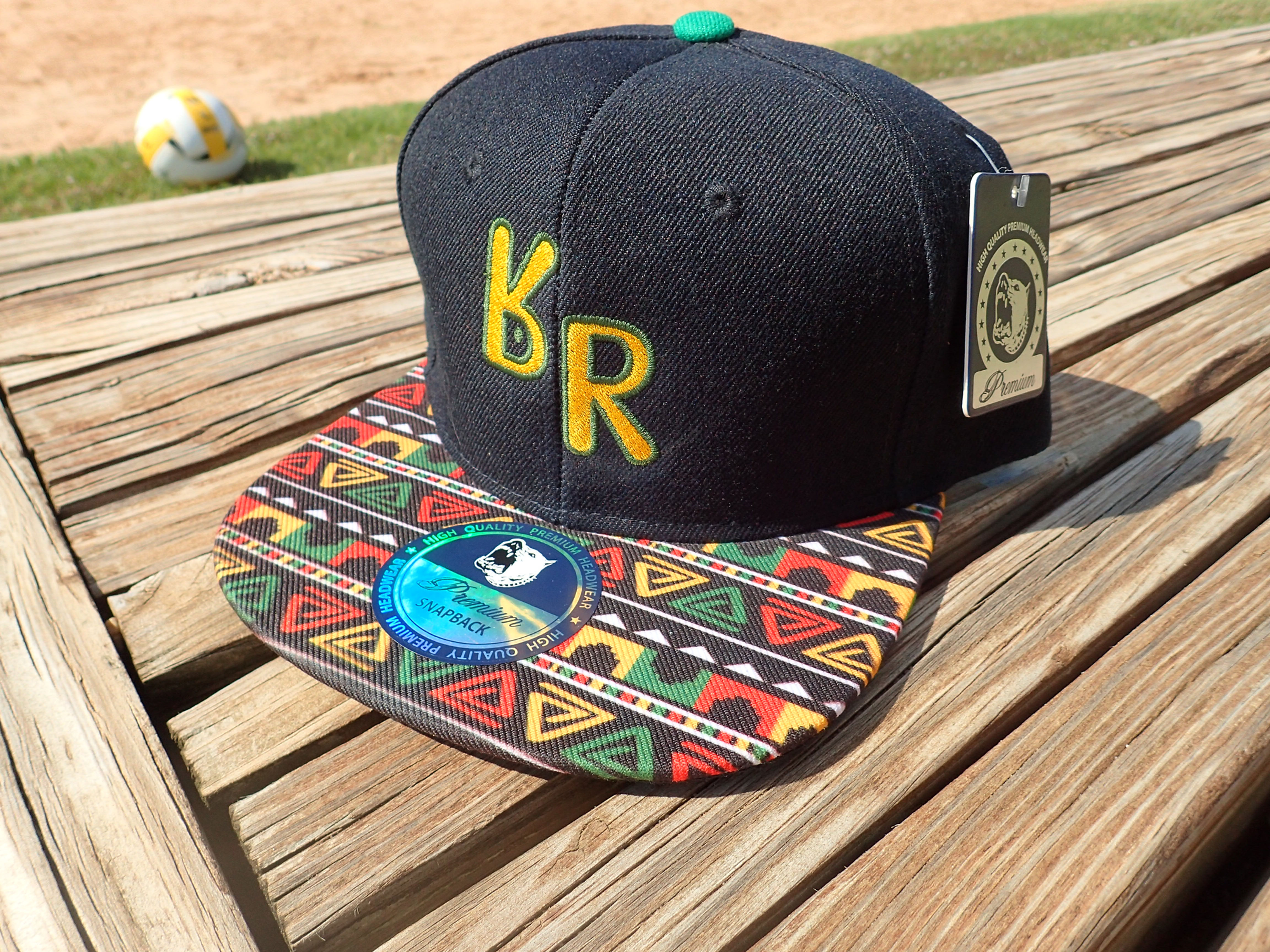 The Original "bR" Black Rabbit Hat - Rasta, Black