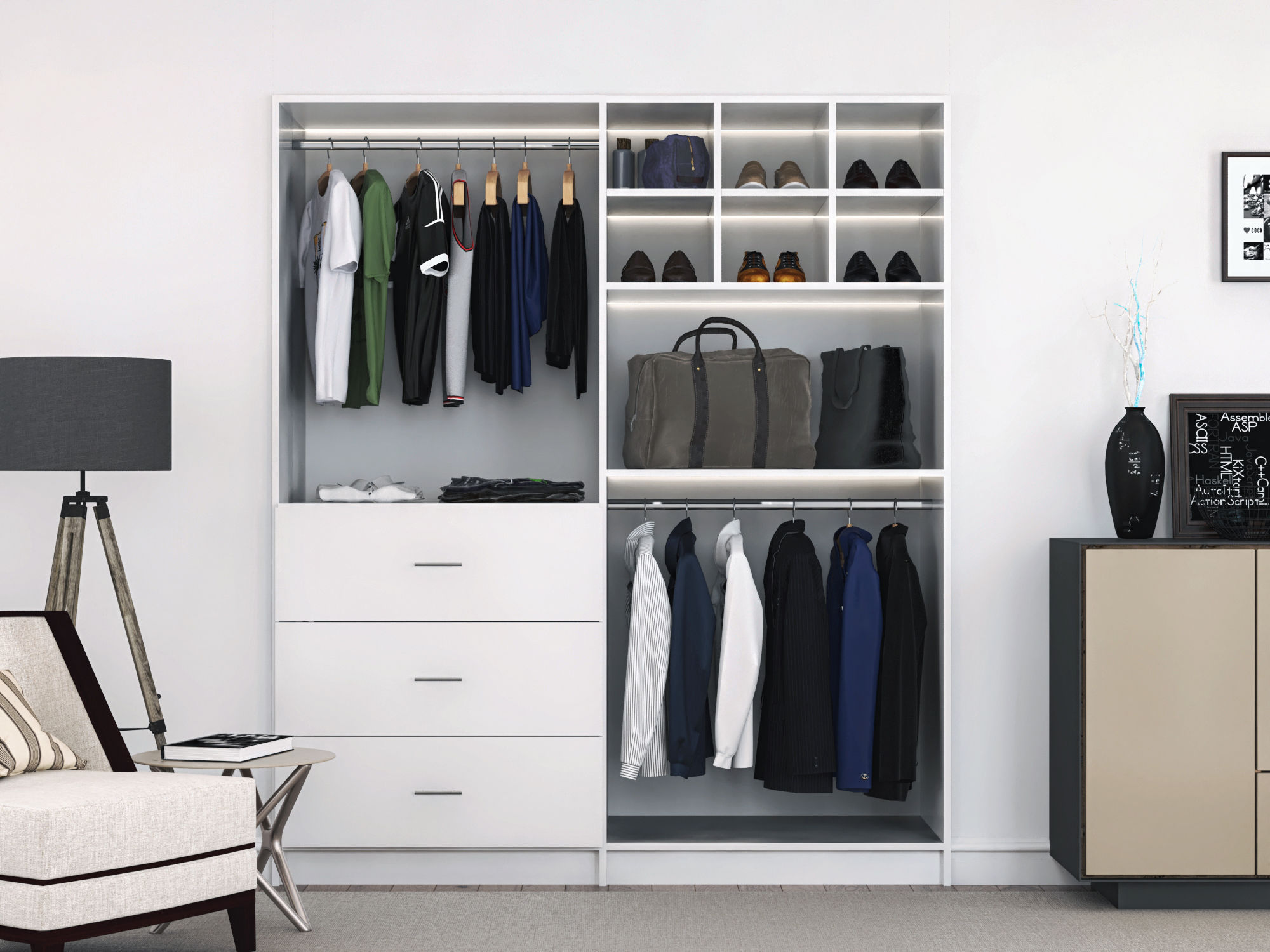 74"Closet System With Cubbies