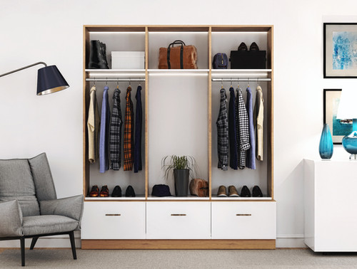 72" Floor Mounted Closet System with Shelving and 3 Drawers | Closet ...