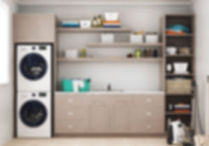 Laundry Room with Stackable Cabinet 140"