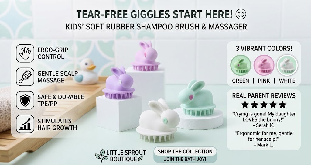 Soft Rubber Shampoo Brush for Kids' Scalp Massage