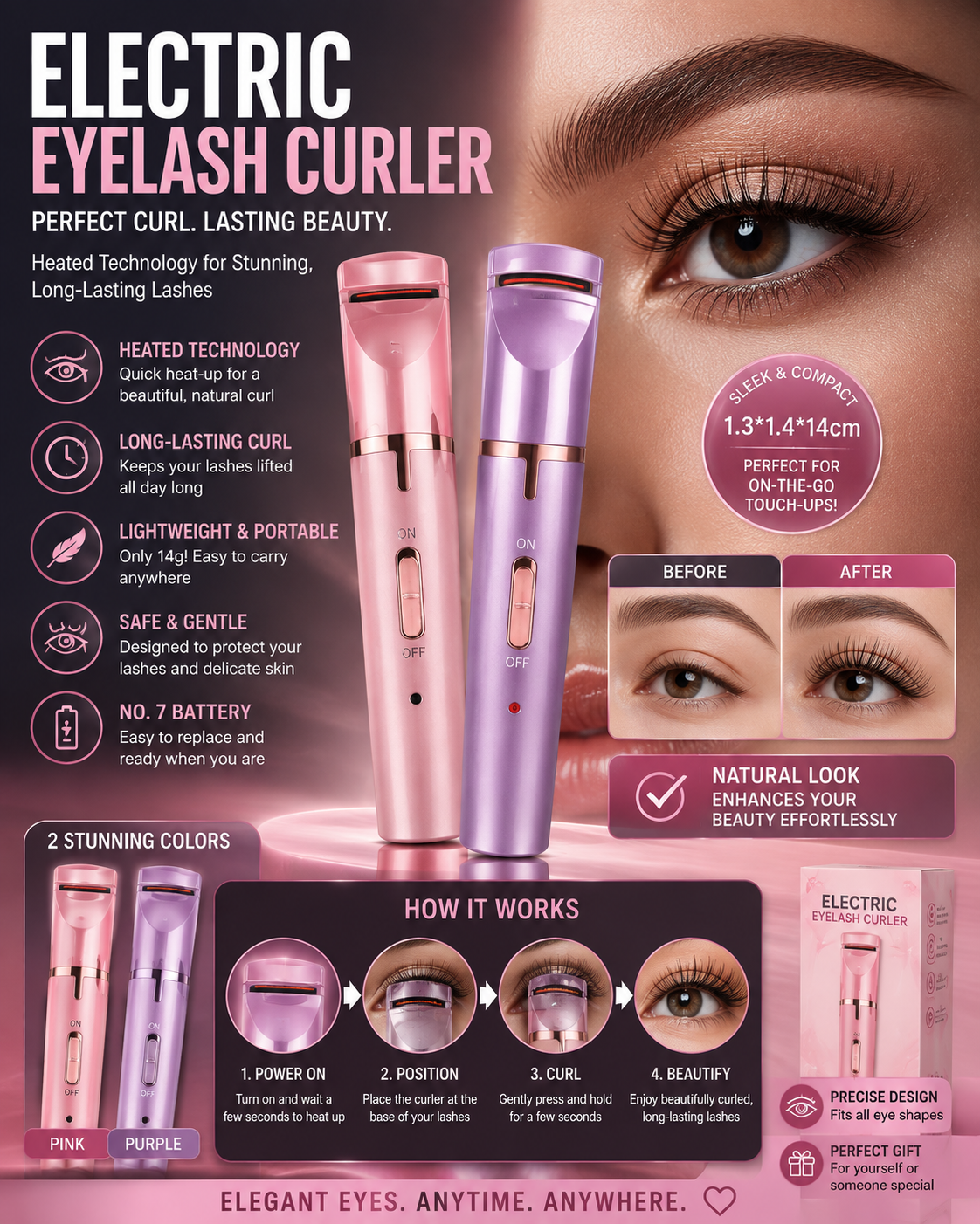 Electric Heating Eyelash Curler for Perfect Curls