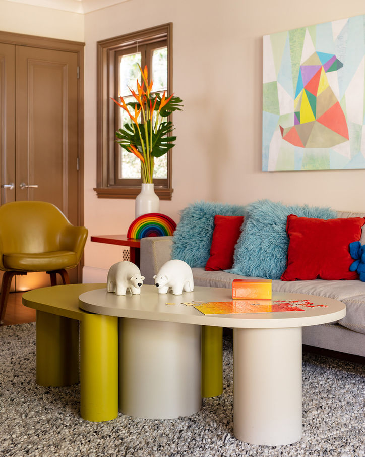 Colorful kids' room design with custom Waka Waka coffee tables for added playfulness - The Feel Interior Design, Los Angeles