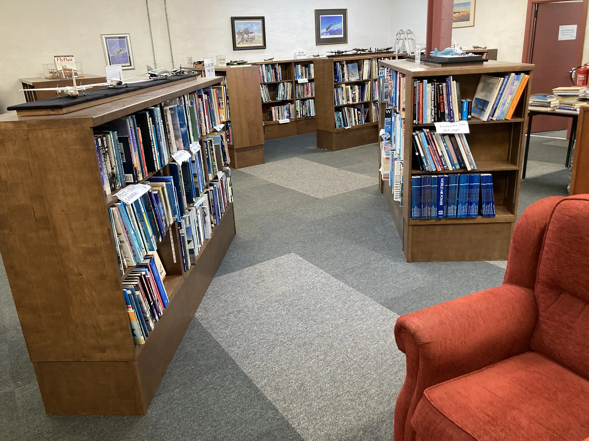 Extensive Aviation Library at the Ulster Aviation Society, now with comfy seats