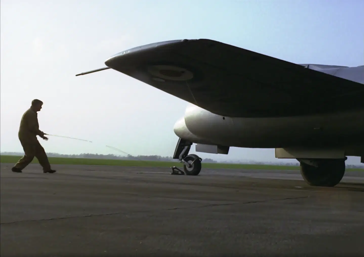 Gloster Meteor WA634 preparing to take off in THE PRISONER episode 'Many Happy Returns' in 1967