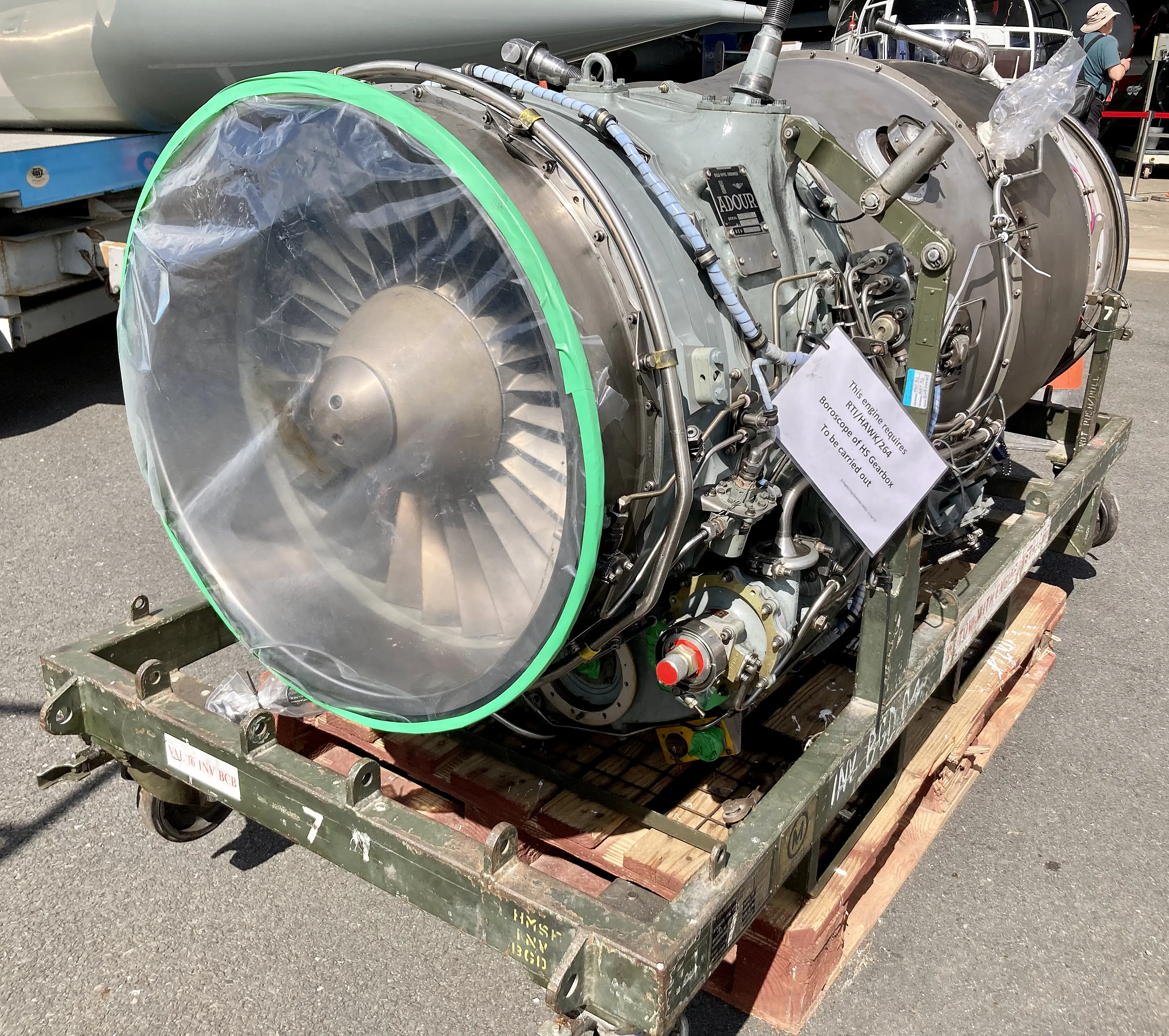 Rolls-Royce Turbomeca Adour Mk 861 turbofan engine from Red Arrows Hawk T1A XX260 at the Ulster Aviation Society