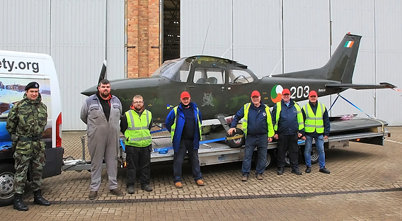 UAS Movements Team collect the Reims Rocket FR.172H Skyhawk II from the Irish Air Corps in Baldonnel