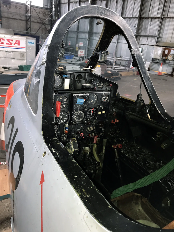 Fouga Super Magister CM.170R, 218's rear cockpit, currently being restored during 2022 by the Ulster Aviation Society.