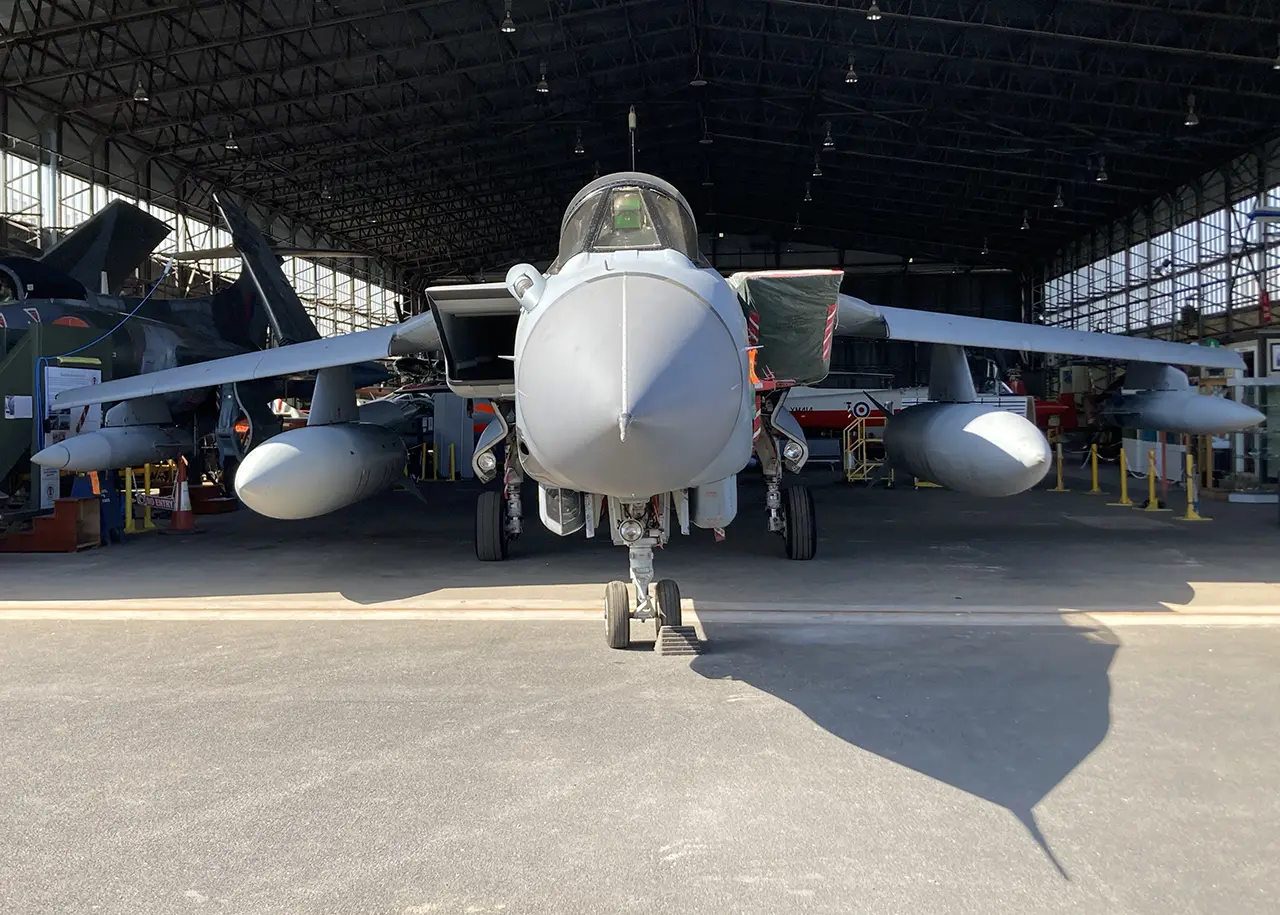 Front view of the Tornado GR.4 ZG771 at the Ulster Aviation Society