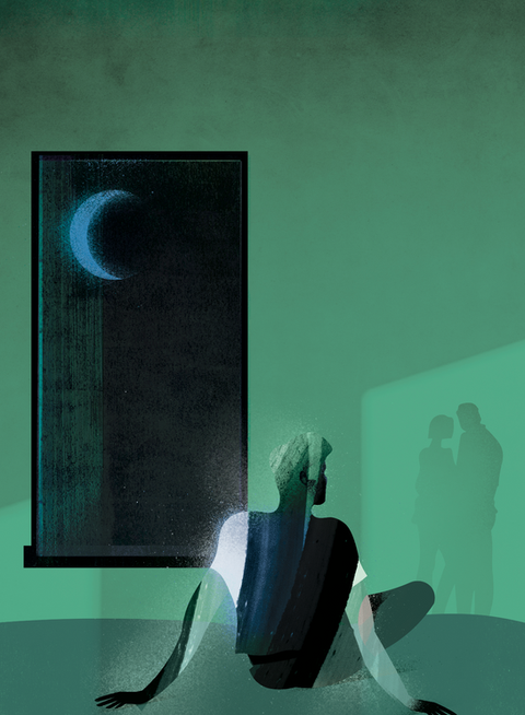 editorial art de standaard newspaper illustration parents son moon window bedroom