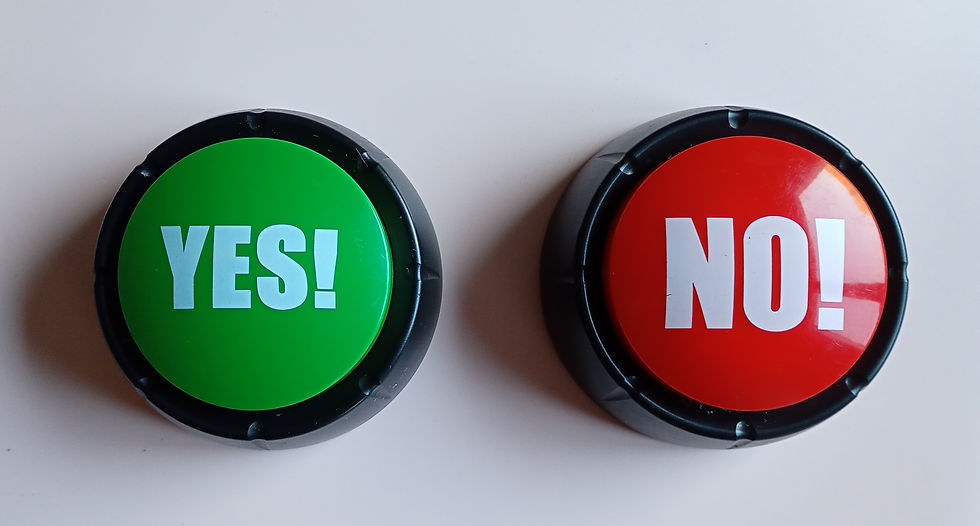 Бутони "yes" и "no", които могат да се използват за даване на отговор