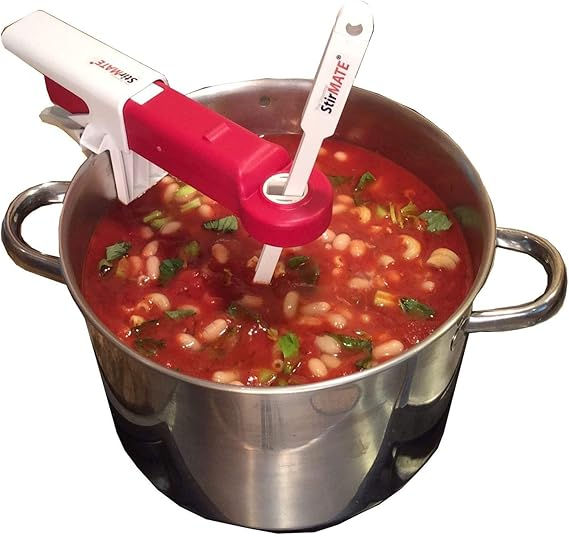 Automatic stirrer in action: effortlessly mixing a hearty pot of bean stew.