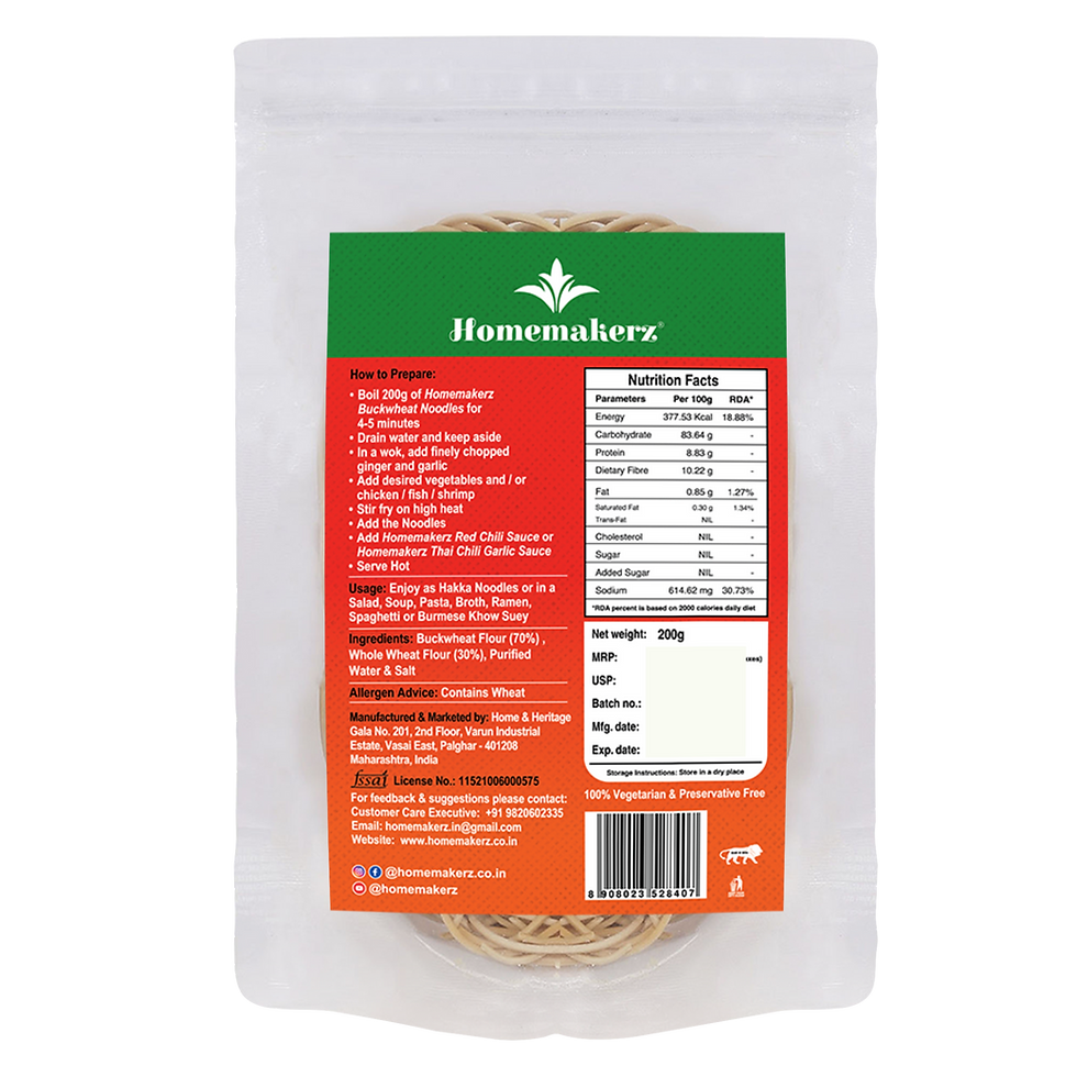 Thumbnail: Buckwheat Noodles Pack of 2  -  High Fibre Noodles - 200 gm Each