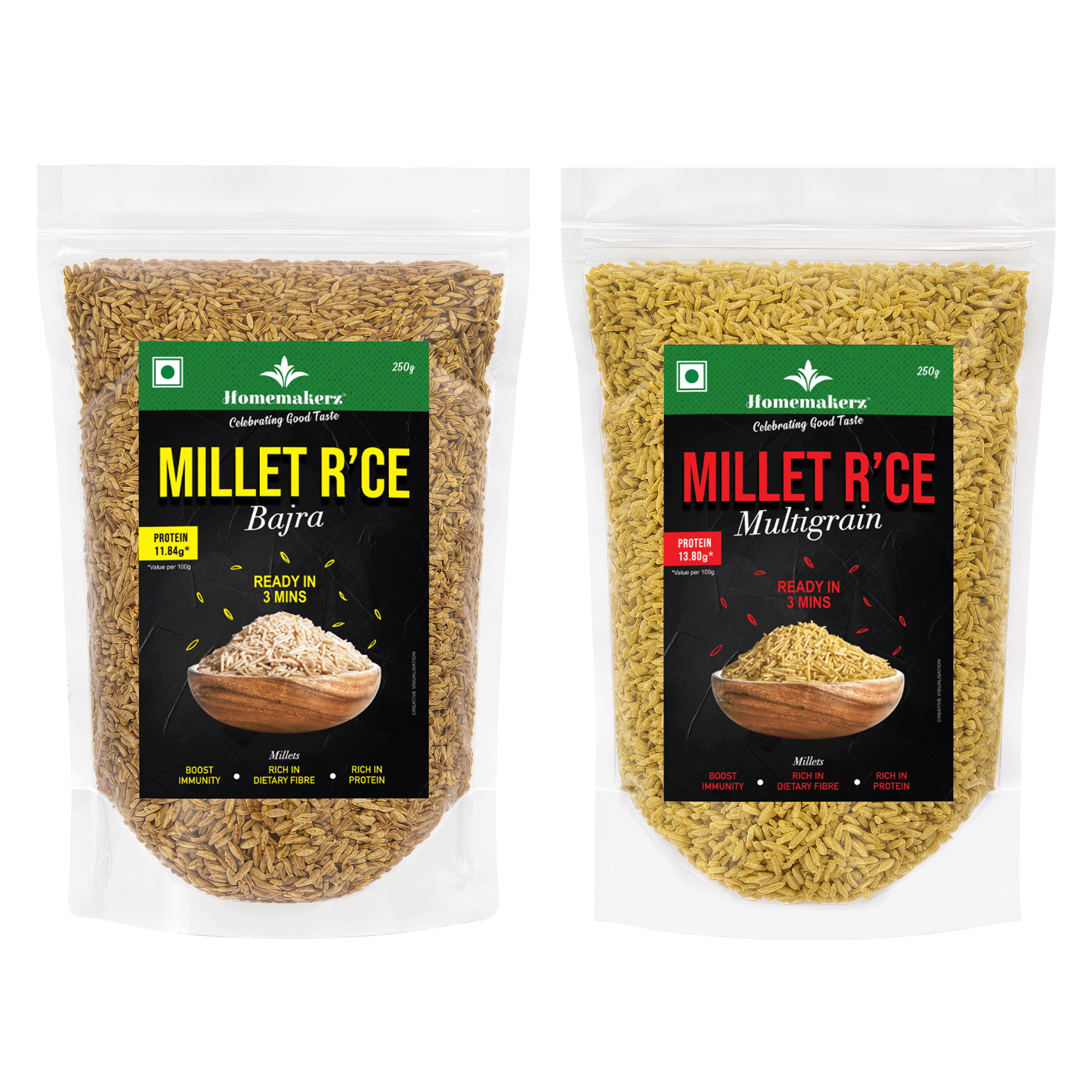 Millet Rice Combo of 2- Bajra+Multigrain- 250 gm Each