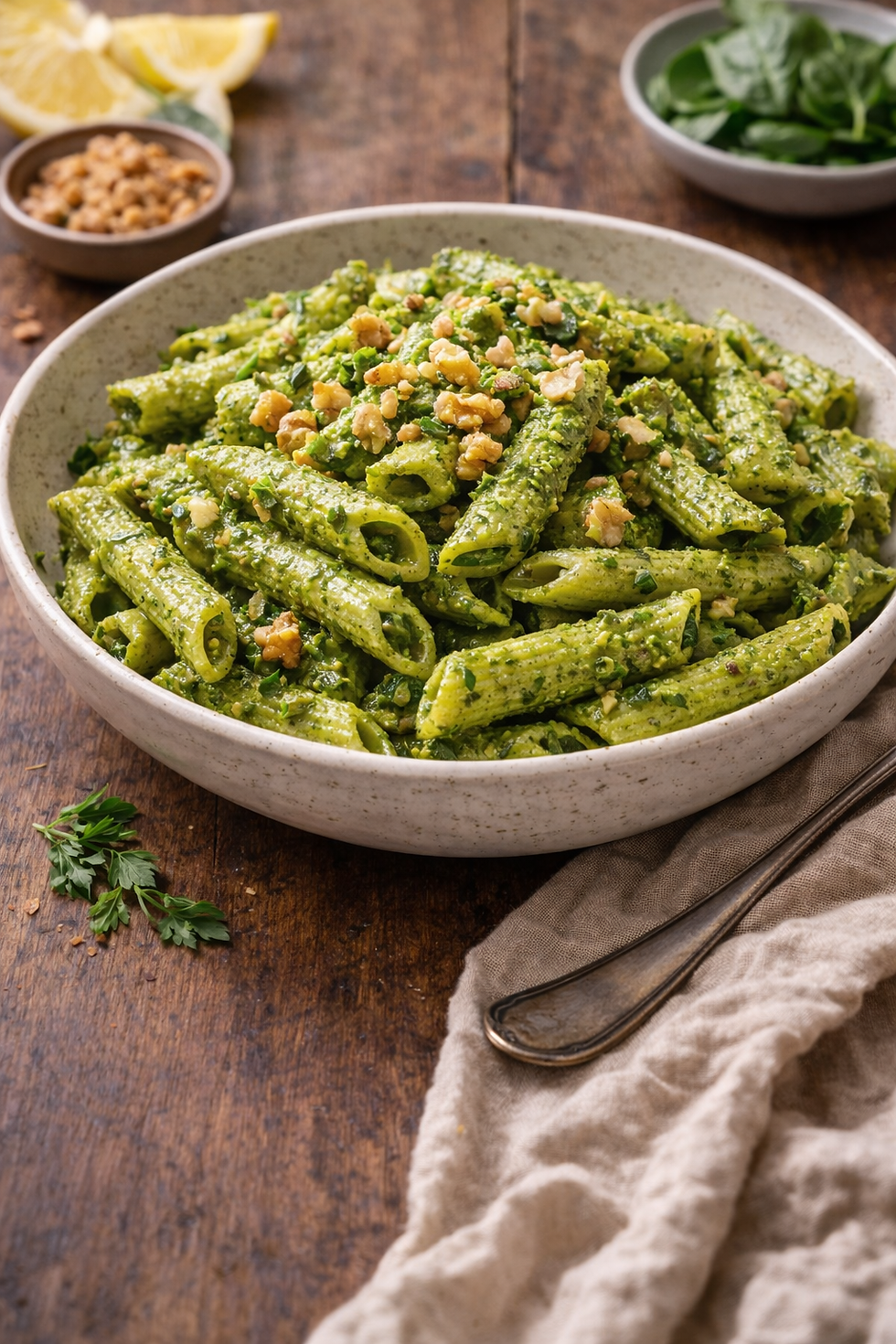 Spinach & Walnut Pesto Penne