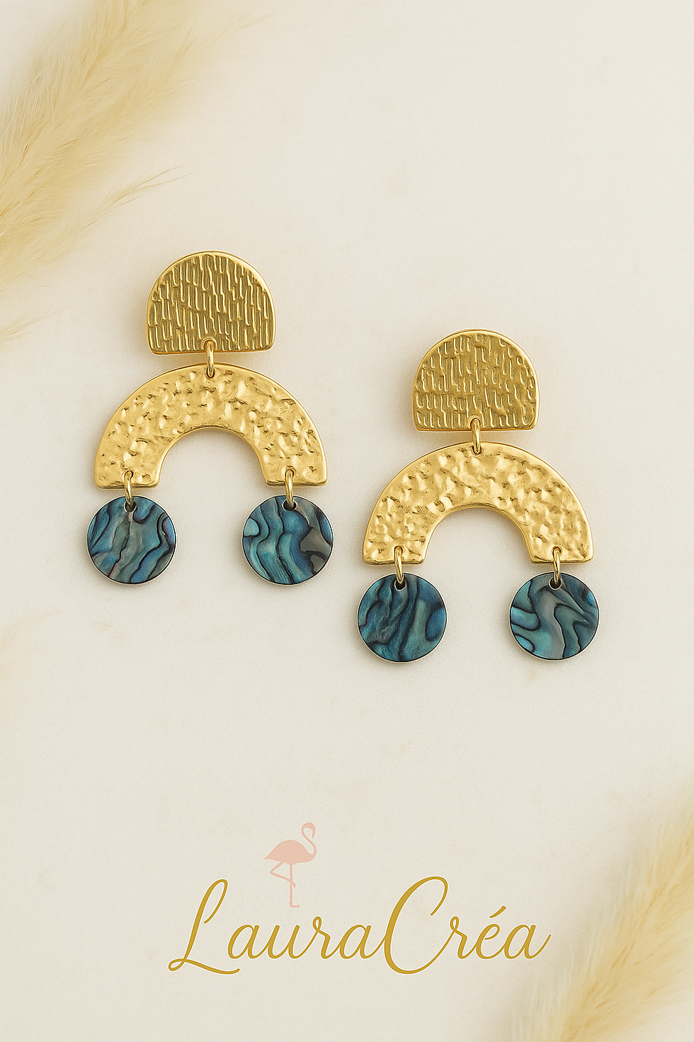 đ Boucles dâoreilles DorĂ©es & NacrĂ©es Bleu OcĂ©an đ