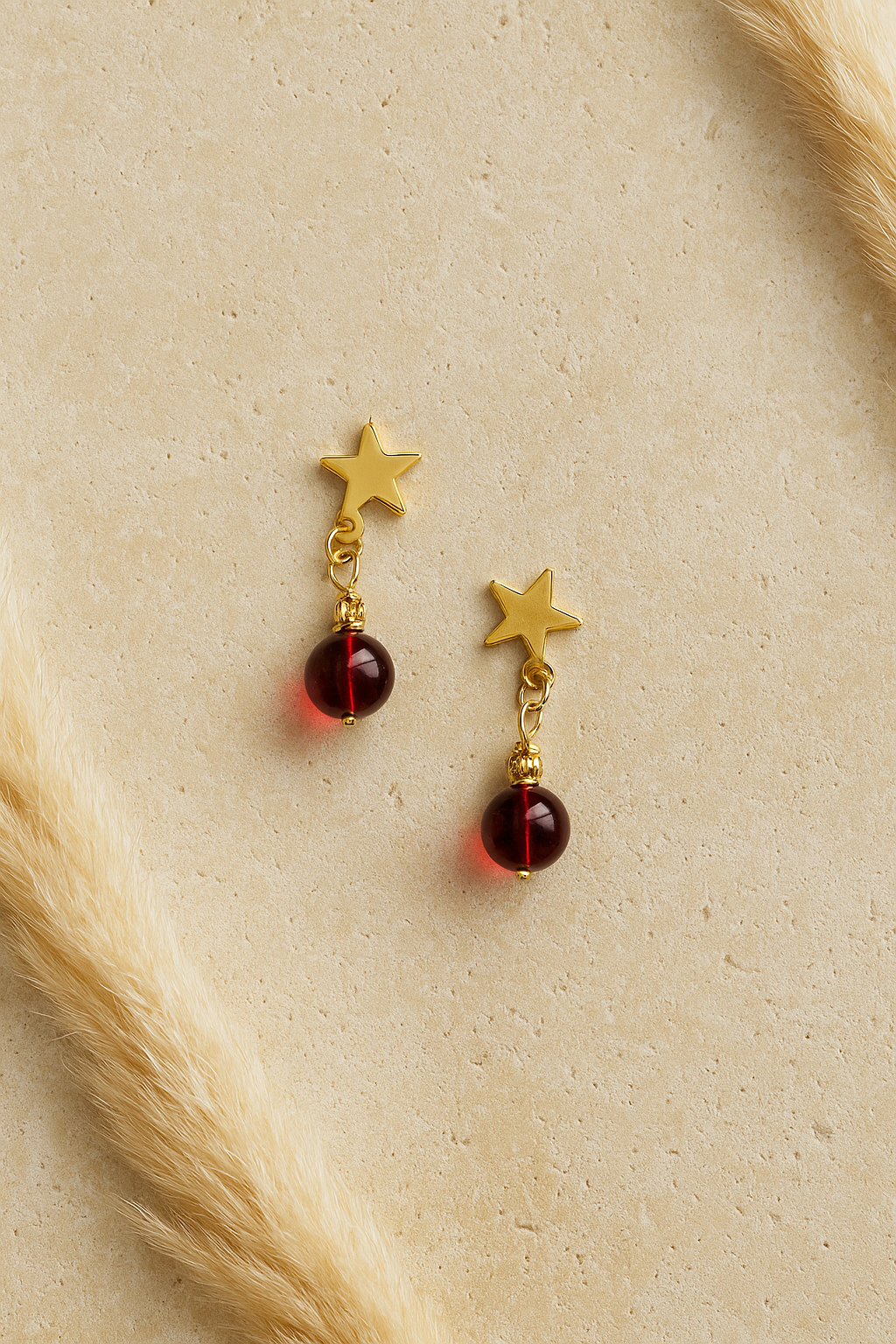  Boucles d’oreilles Étoile Grenat ✨