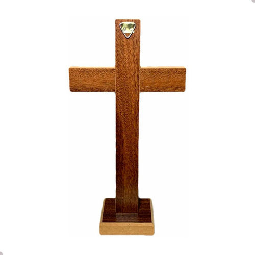 Miniatura: Crucifixo de Mesa e Parede em Madeira 25cm - Jesus Cristo em Metal - São Bento