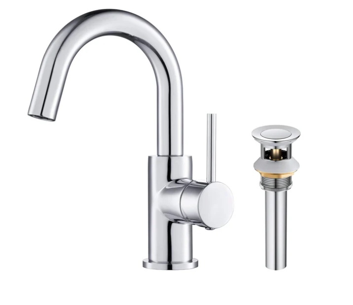 Thumbnail: Halo High-Arc Single Handle Bathroom Vanity Sink Faucet with Pop Up Drain - CBF-