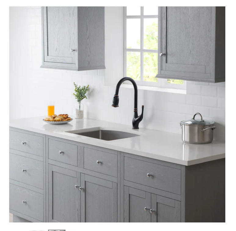 Thumbnail: 22" Handcrafted Undermount Single Bowl 16 gauge D Shape Stainless Steel Kitchen